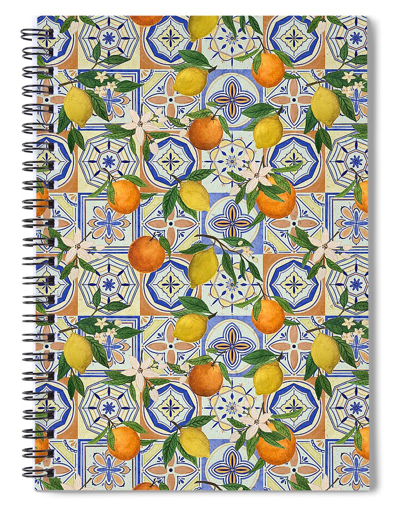 Orange and Lemon Tile Pattern - Spiral Notebook