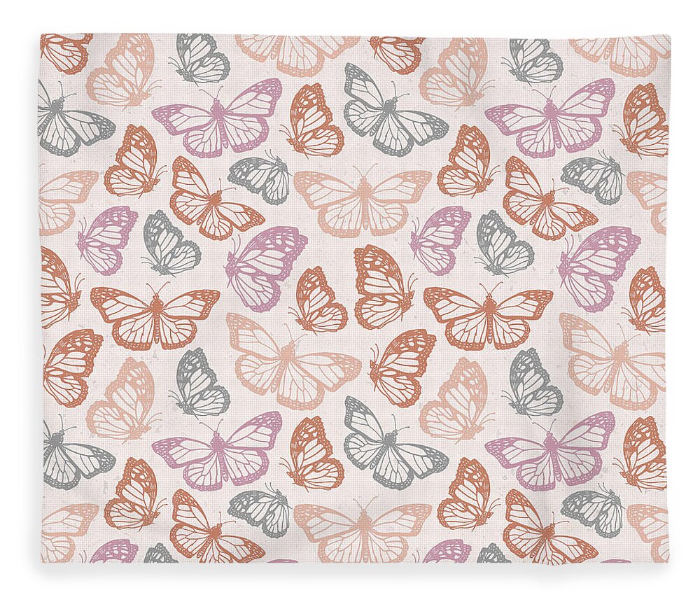 Orange and Pink Butterfly Pattern - Blanket
