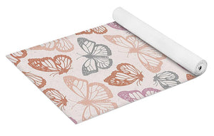 Orange and Pink Butterfly Pattern - Yoga Mat