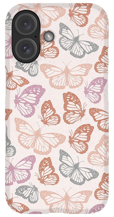 Orange and Pink Butterfly Pattern - Phone Case