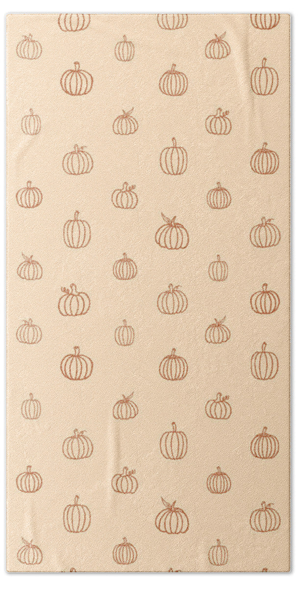 Orange Pumpkin Pattern - Beach Towel