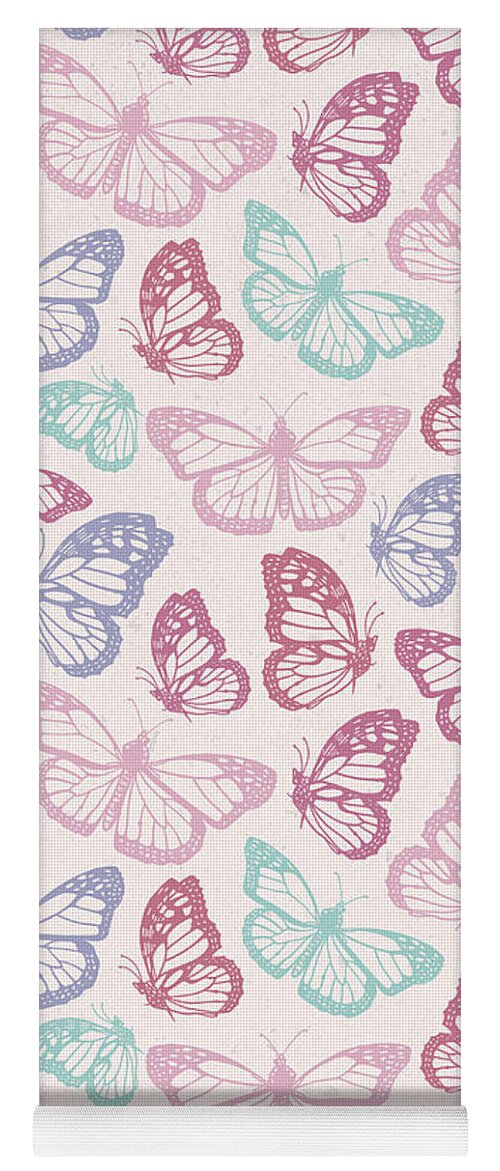 Pink Butterfly Pattern - Yoga Mat