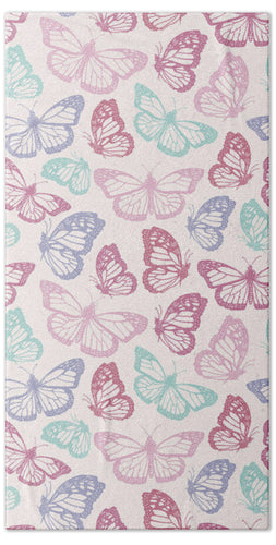 Pink Butterfly Pattern - Beach Towel