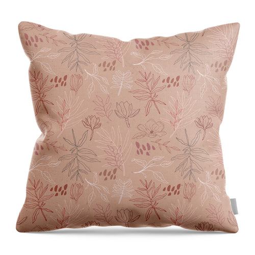 Pink Desert Leaf Pattern - Throw Pillow