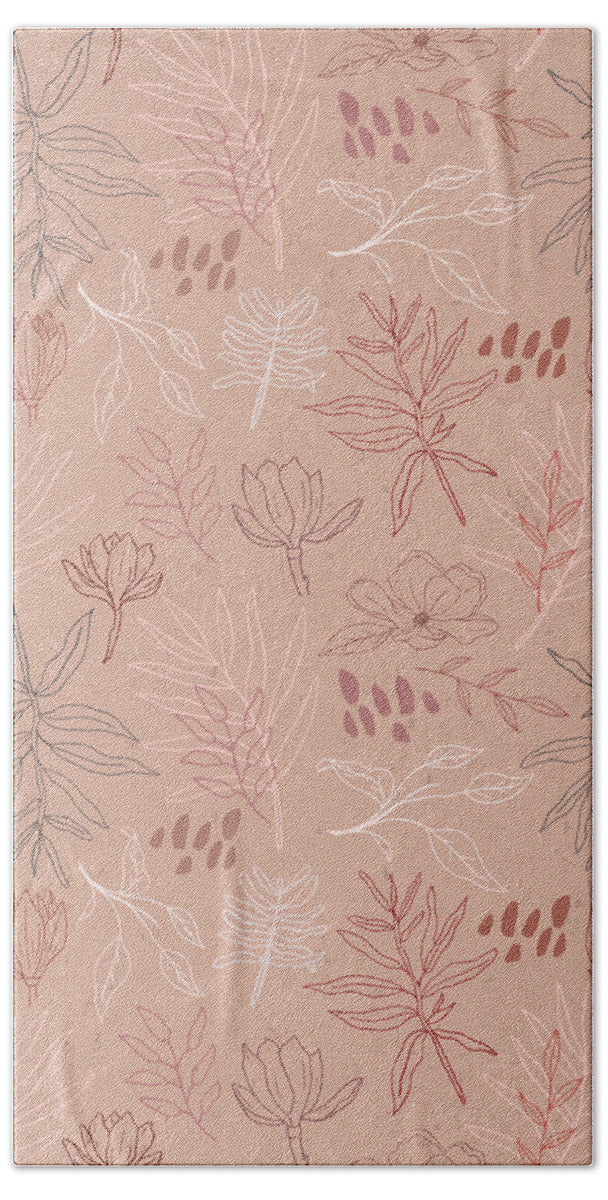 Pink Desert Leaf Pattern - Beach Towel