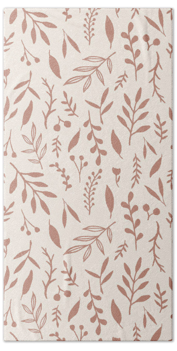 Pink Falling Leaves Pattern - Beach Towel