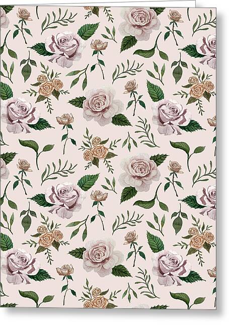 Pink Roses Pattern - Greeting Card