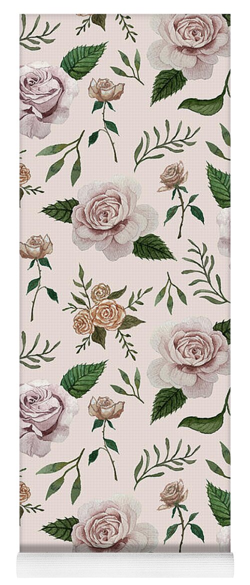 Pink Roses Pattern - Yoga Mat