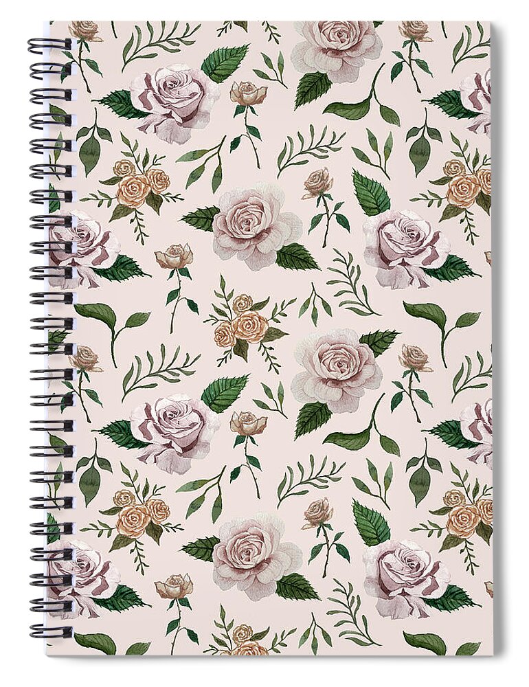 Pink Roses Pattern - Spiral Notebook