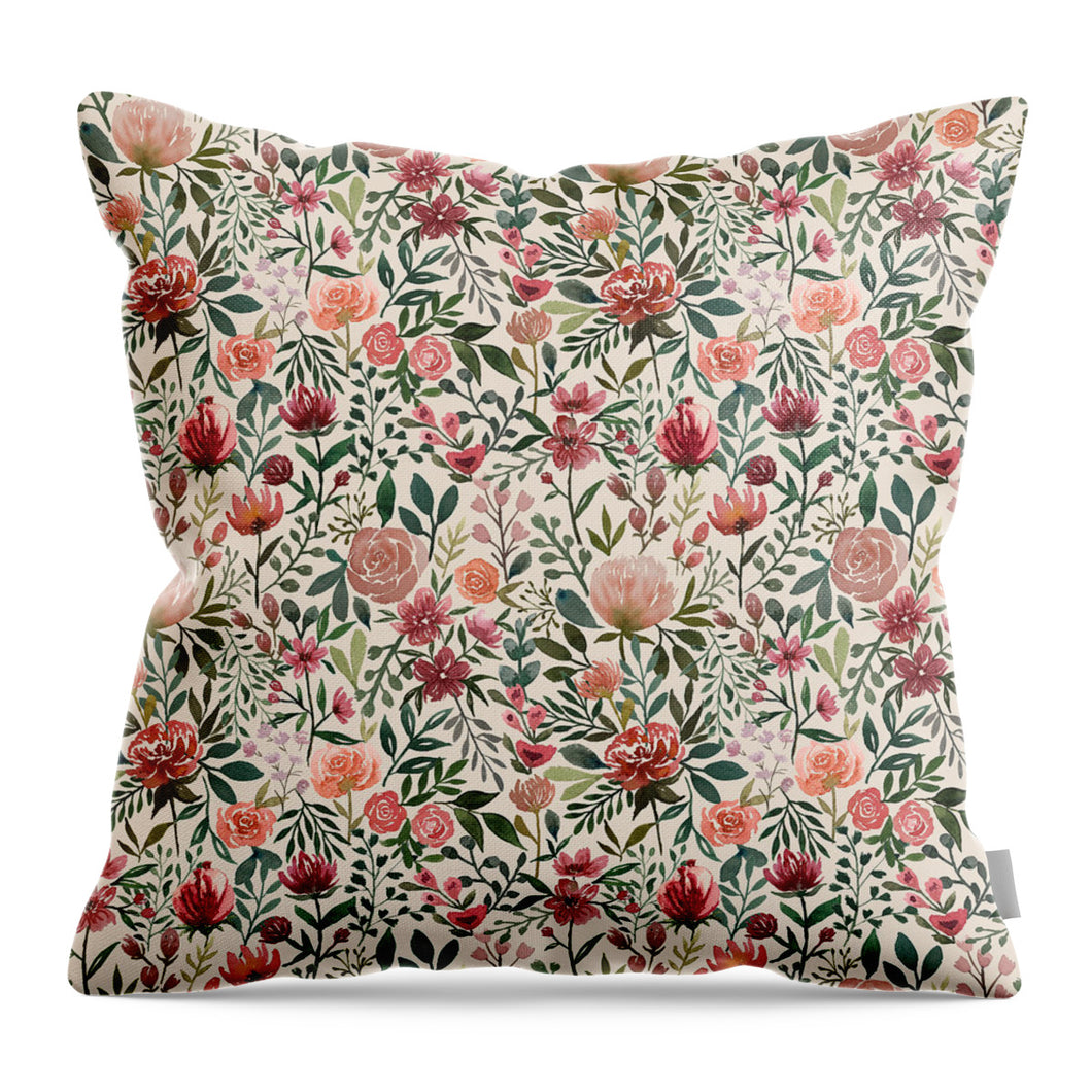 Pink Spring Flowers - Throw Pillow