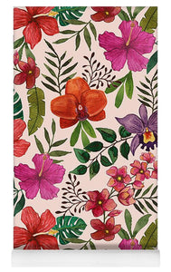 Pink Tropical Flower Pattern - Yoga Mat