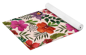 Pink Tropical Flower Pattern - Yoga Mat