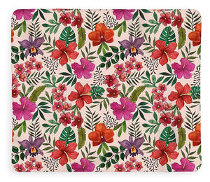 Pink Tropical Flower Pattern - Blanket