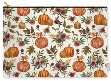 Load image into Gallery viewer, Pumpkin and Fall Flowers Pattern  - Zip Pouch