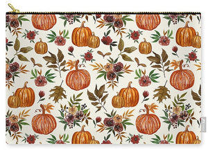 Pumpkin and Fall Flowers Pattern  - Zip Pouch