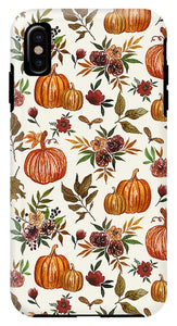 Pumpkin and Fall Flowers Pattern  - Phone Case