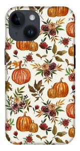 Pumpkin and Fall Flowers Pattern  - Phone Case