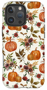 Pumpkin and Fall Flowers Pattern  - Phone Case