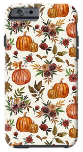 Pumpkin and Fall Flowers Pattern  - Phone Case