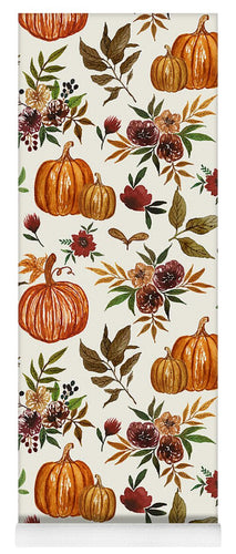 Pumpkin and Fall Flowers Pattern  - Yoga Mat