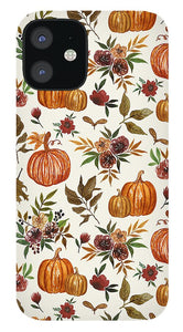 Pumpkin and Fall Flowers Pattern  - Phone Case