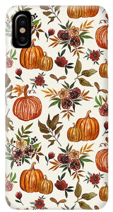 Pumpkin and Fall Flowers Pattern  - Phone Case