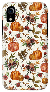 Pumpkin and Fall Flowers Pattern  - Phone Case