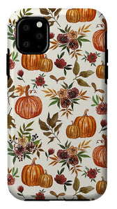 Pumpkin and Fall Flowers Pattern  - Phone Case