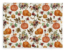 Load image into Gallery viewer, Pumpkin and Fall Flowers Pattern  - Blanket