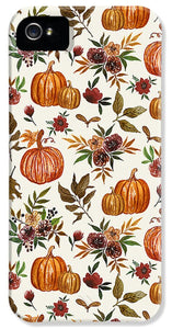 Pumpkin and Fall Flowers Pattern  - Phone Case