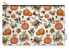 Load image into Gallery viewer, Pumpkin and Fall Flowers Pattern  - Zip Pouch