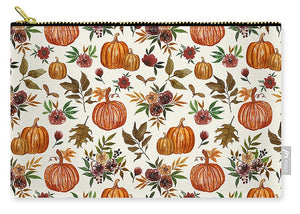 Pumpkin and Fall Flowers Pattern  - Zip Pouch