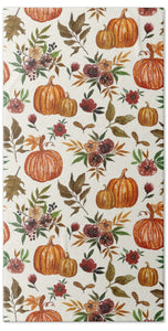 Pumpkin and Fall Flowers Pattern  - Bath Towel