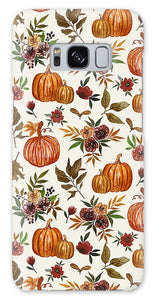 Pumpkin and Fall Flowers Pattern  - Phone Case