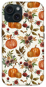 Pumpkin and Fall Flowers Pattern  - Phone Case