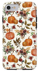 Pumpkin and Fall Flowers Pattern  - Phone Case