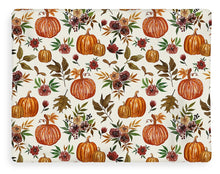 Load image into Gallery viewer, Pumpkin and Fall Flowers Pattern  - Blanket