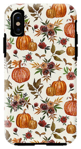 Pumpkin and Fall Flowers Pattern  - Phone Case