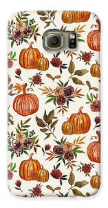 Pumpkin and Fall Flowers Pattern  - Phone Case