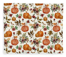 Load image into Gallery viewer, Pumpkin and Fall Flowers Pattern  - Blanket