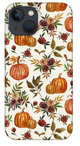 Pumpkin and Fall Flowers Pattern  - Phone Case