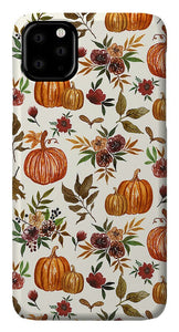 Pumpkin and Fall Flowers Pattern  - Phone Case