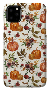 Pumpkin and Fall Flowers Pattern  - Phone Case