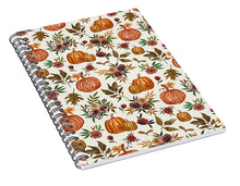 Load image into Gallery viewer, Pumpkin and Fall Flowers Pattern  - Spiral Notebook