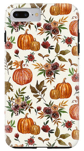 Pumpkin and Fall Flowers Pattern  - Phone Case