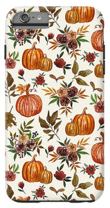 Pumpkin and Fall Flowers Pattern  - Phone Case