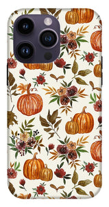 Pumpkin and Fall Flowers Pattern  - Phone Case