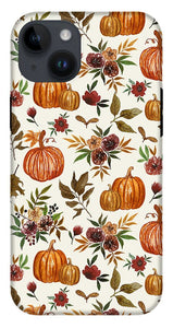 Pumpkin and Fall Flowers Pattern  - Phone Case