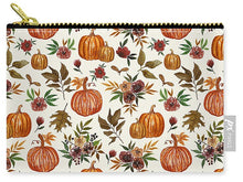 Load image into Gallery viewer, Pumpkin and Fall Flowers Pattern  - Zip Pouch