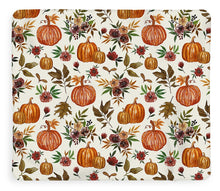 Load image into Gallery viewer, Pumpkin and Fall Flowers Pattern  - Blanket